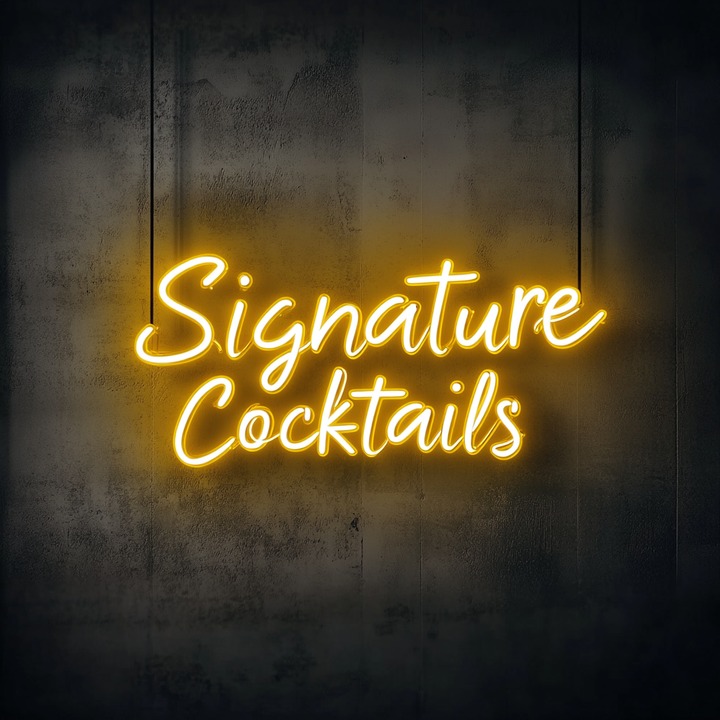 "Signature Cocktails" - Yellow Neon Sign, 24 Inches