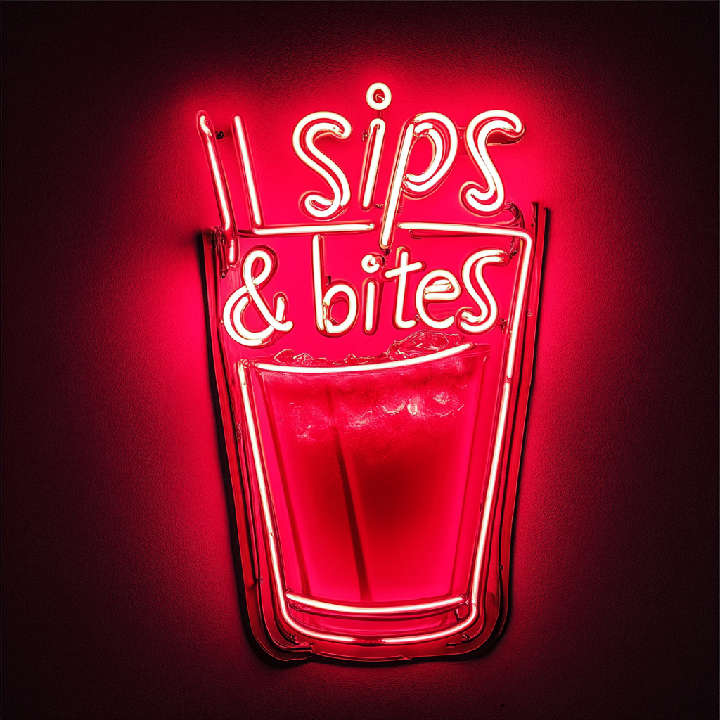 Sips & Bites - Red Neon Sign, 24 Inches