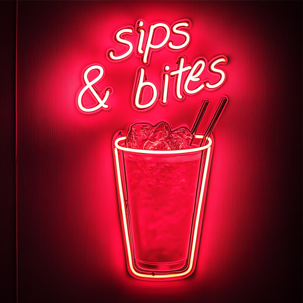 Sips & Bites - Red Neon Sign, 24 Inches
