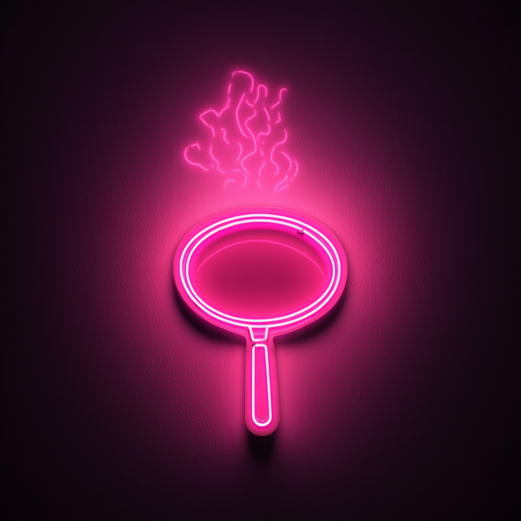 Sizzling Skillet - Pink Neon Sign, 18 Inches