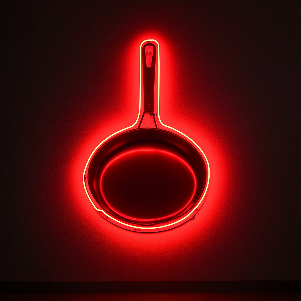 Sizzling Skillet - Red Neon Sign, 24 Inches