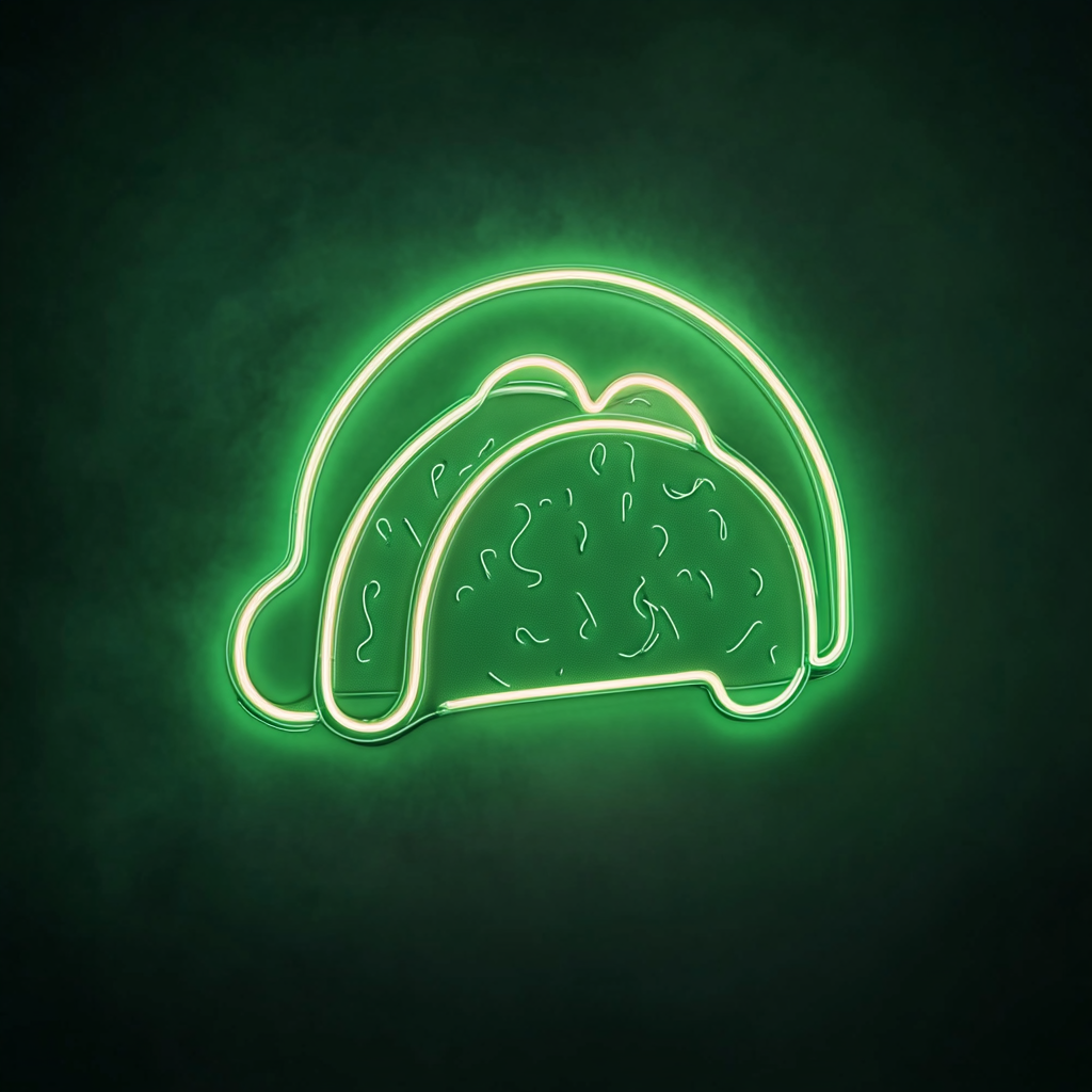 Sizzling Tacos - Green Neon Sign, 24 Inches