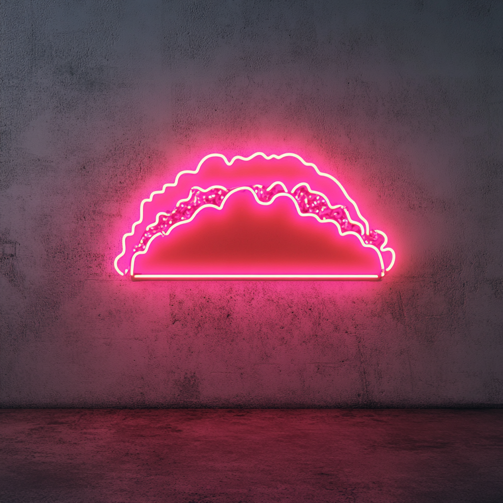 Sizzling Tacos - Pink Neon Sign, 18 Inches