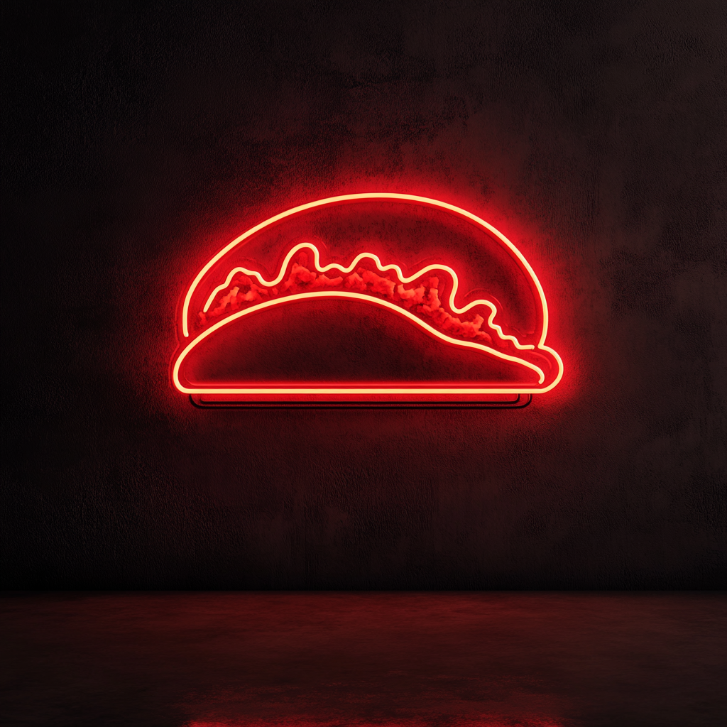 Sizzling Tacos - Red Neon Sign, 18 Inches