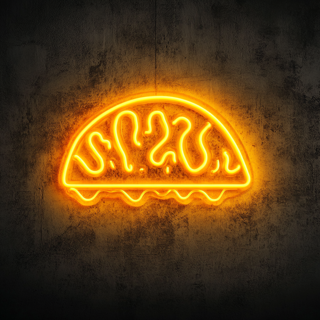 Sizzling Tacos - Yellow Neon Sign, 18 Inches