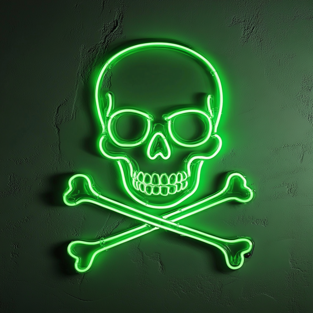 Skull - Green Neon Sign, 24 Inches