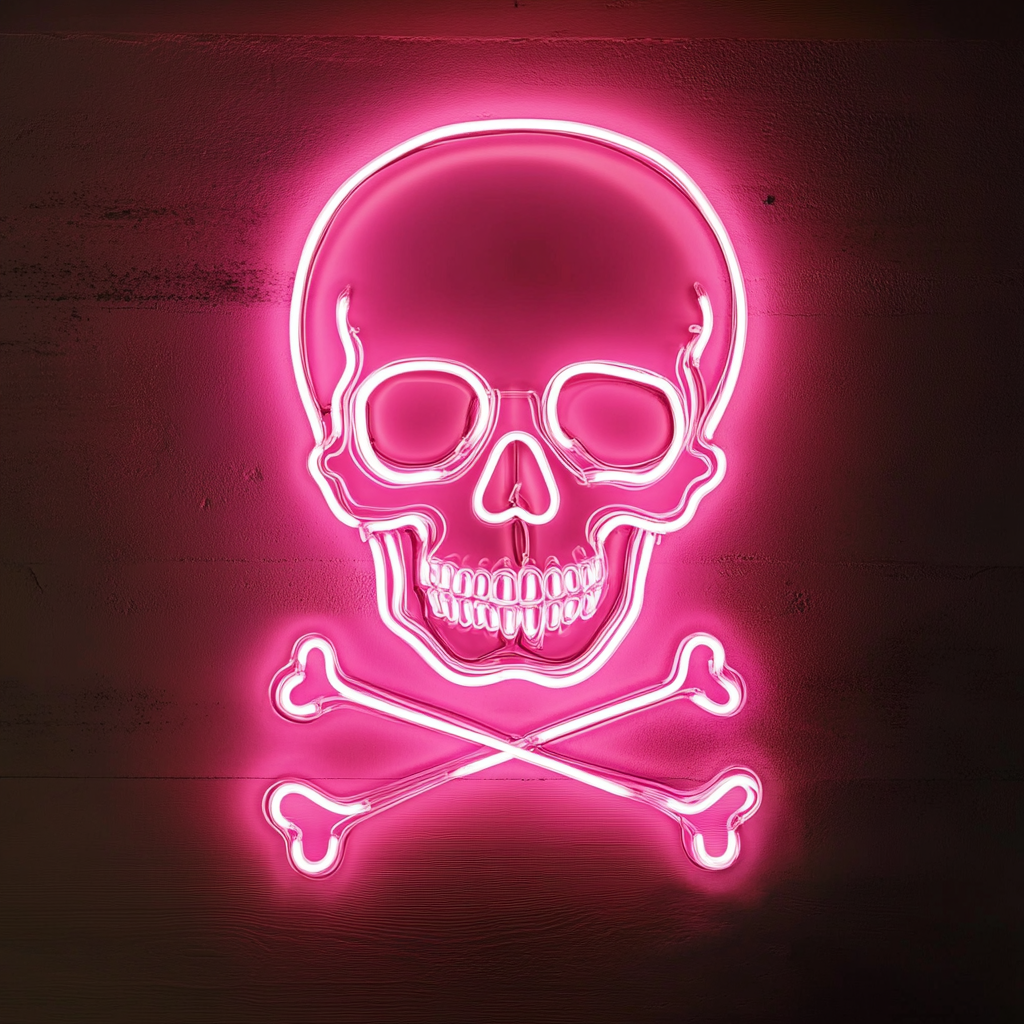 Skull - Pink Neon Sign, 24 Inches