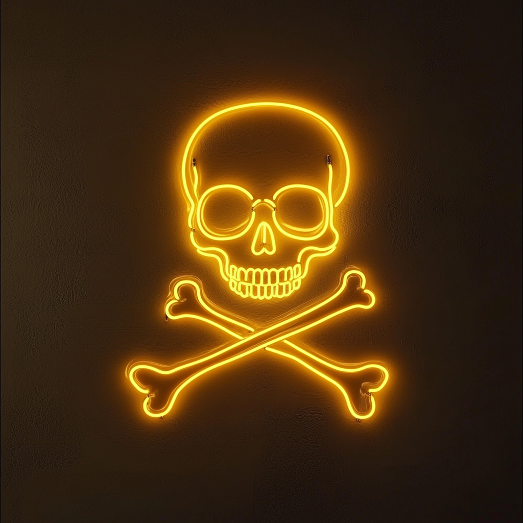 Skull - Yellow Neon Sign, 18 Inches