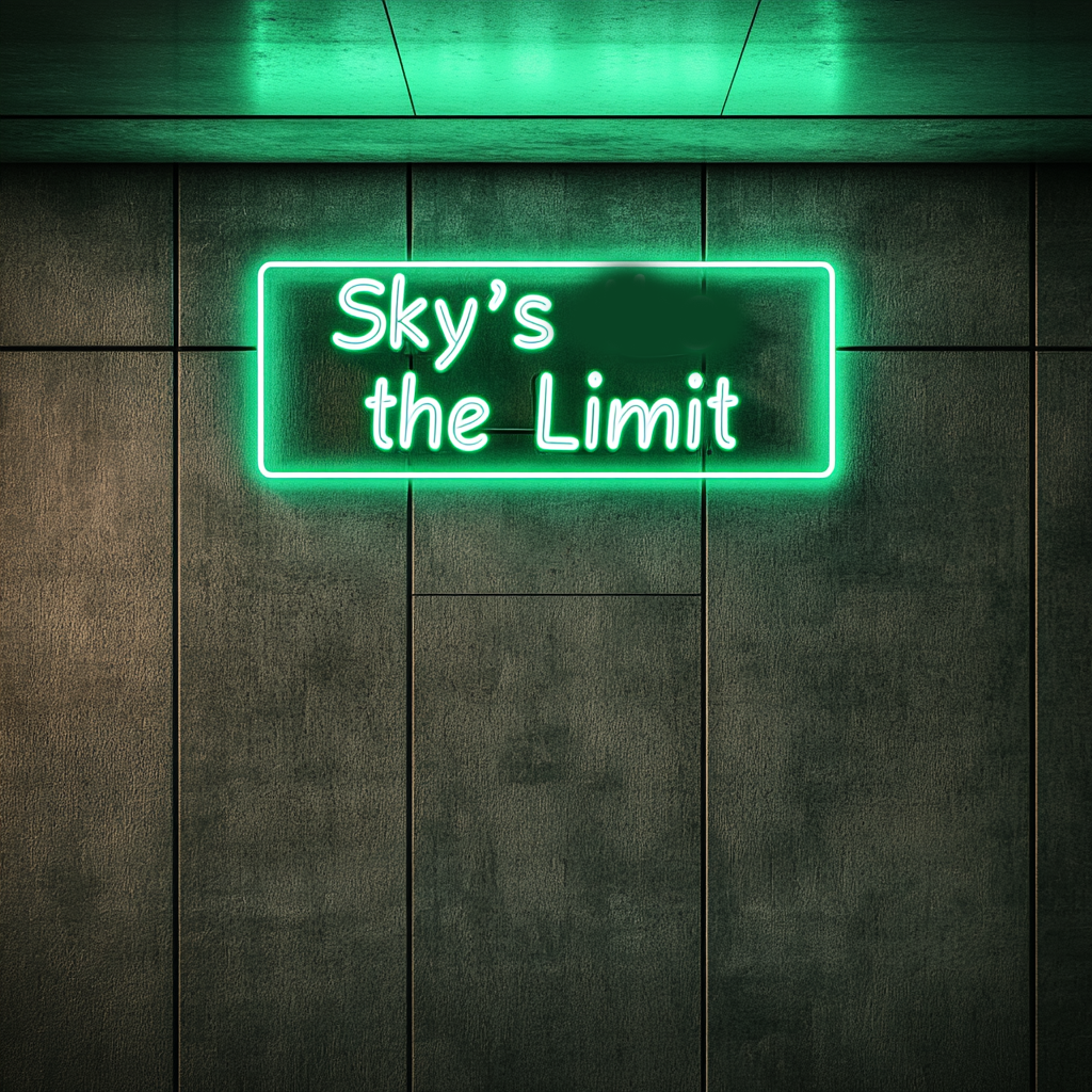 "Skys the Limit" - Green Neon Sign, 24 Inches