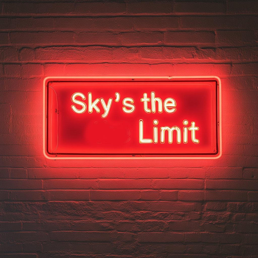 "Skys the Limit" - Red Neon Sign, 24 Inches