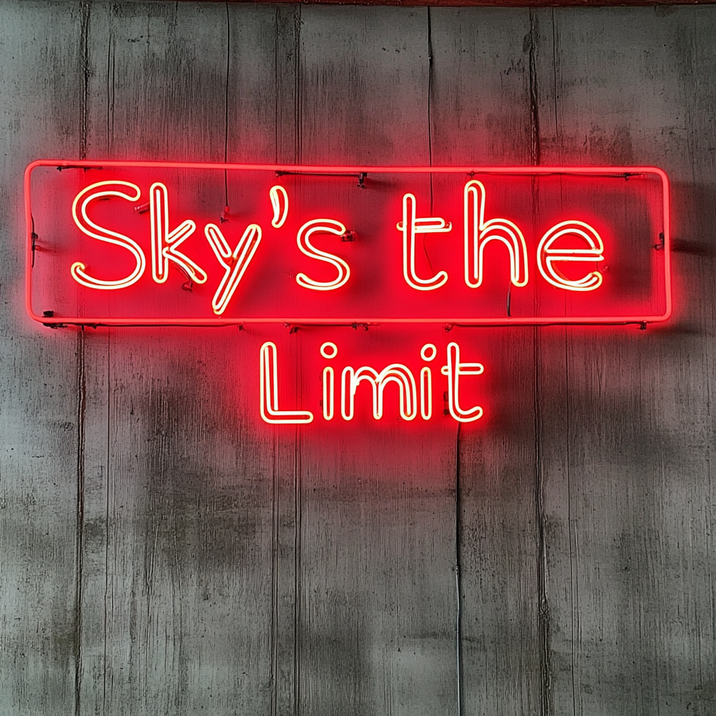 "Skys the Limit" - Red Neon Sign, 24 Inches