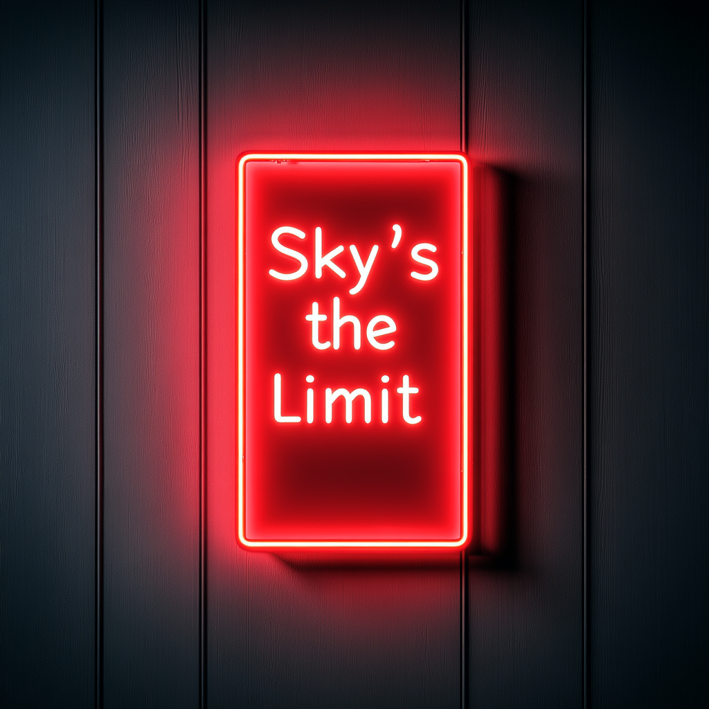 "Skys the Limit" - Red Neon Sign, 24 Inches