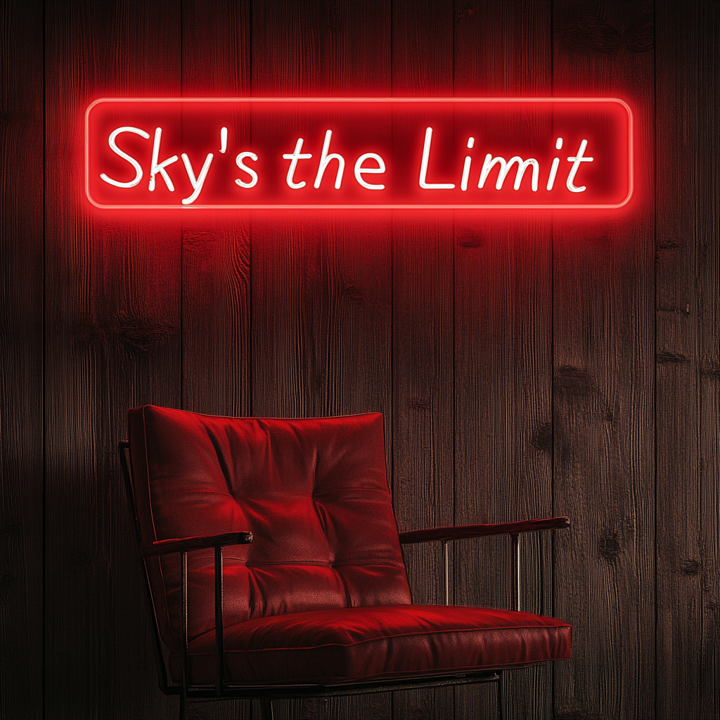 "Skys the Limit" - Red Neon Sign, 24 Inches