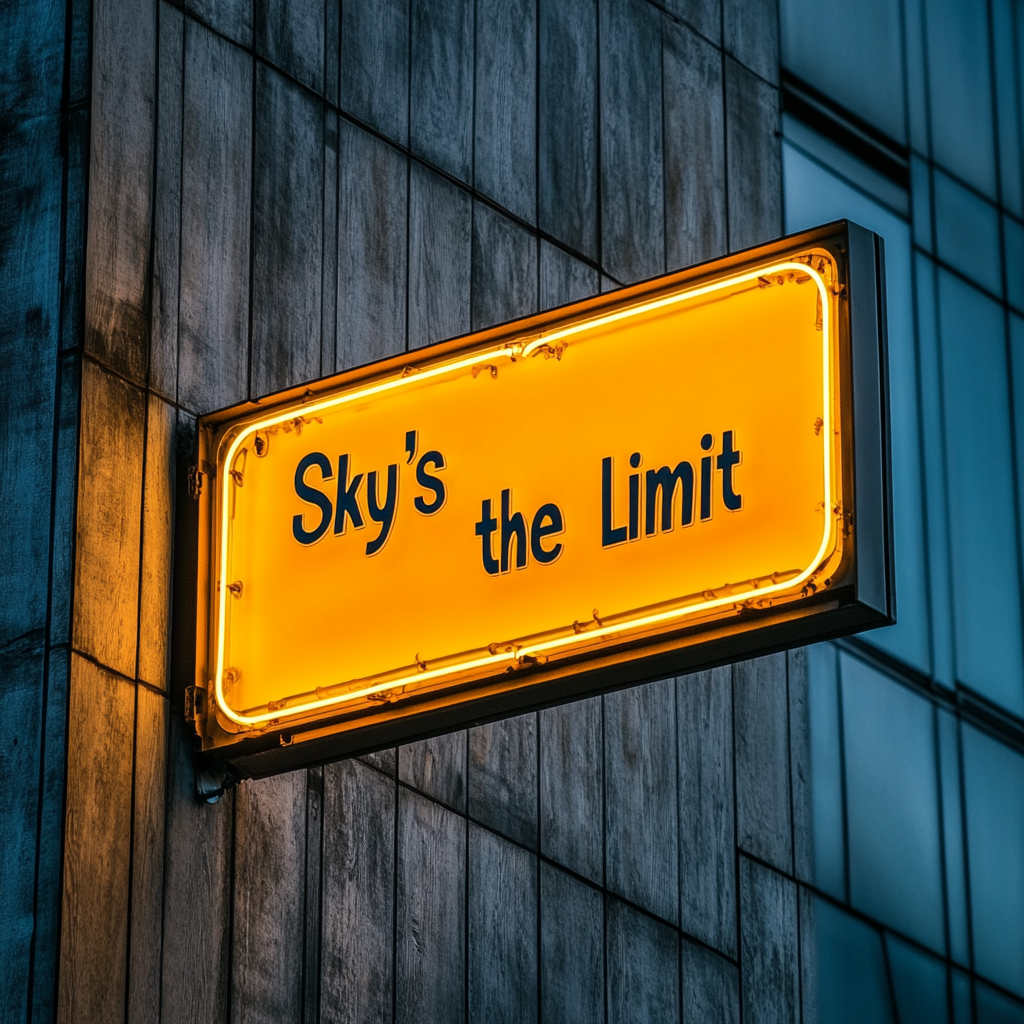 "Skys the Limit" - Yellow Neon Sign, 24 Inches