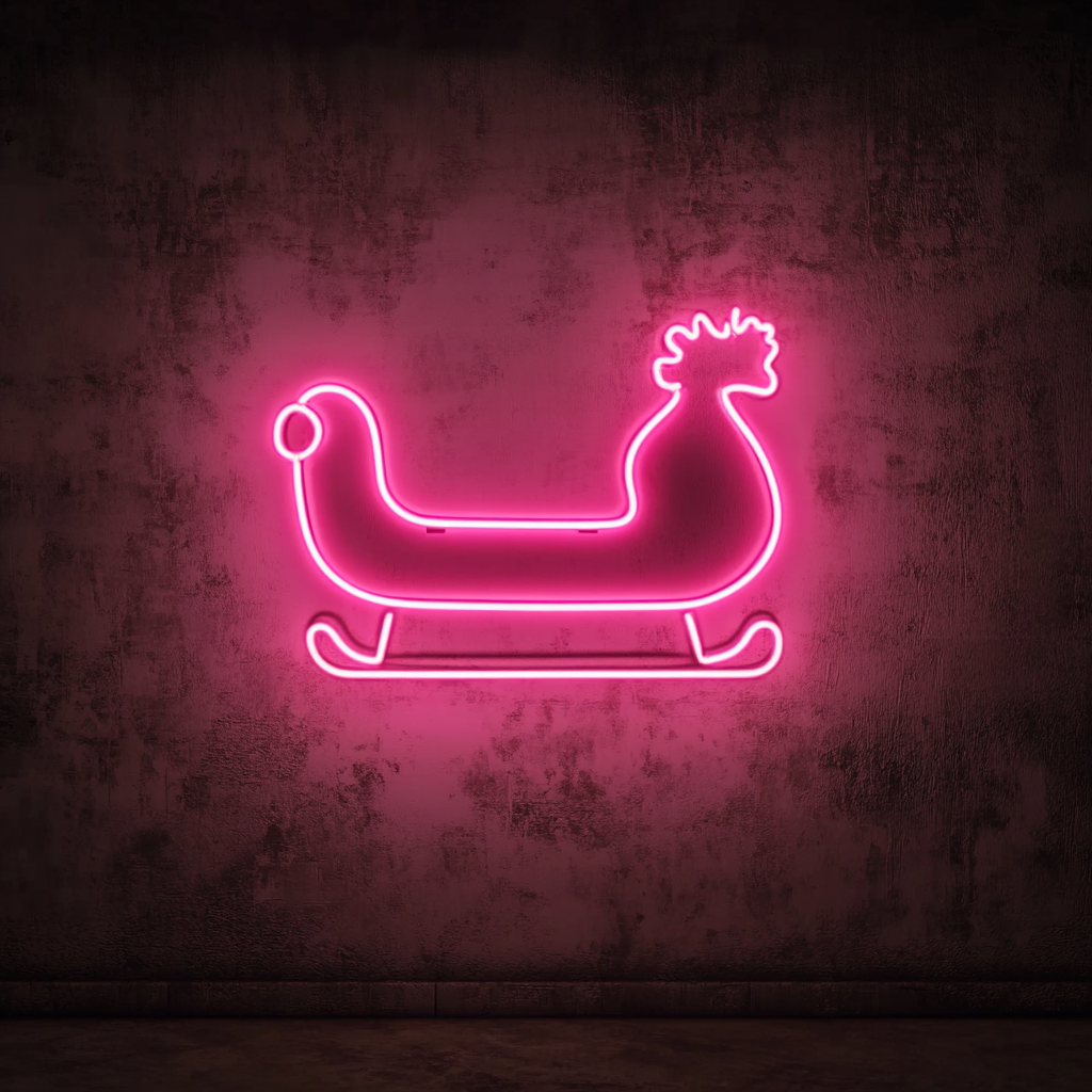 Sleigh - Pink Neon Sign, 24 Inches