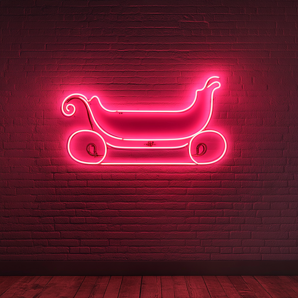 Sleigh - Pink Neon Sign, 18 Inches