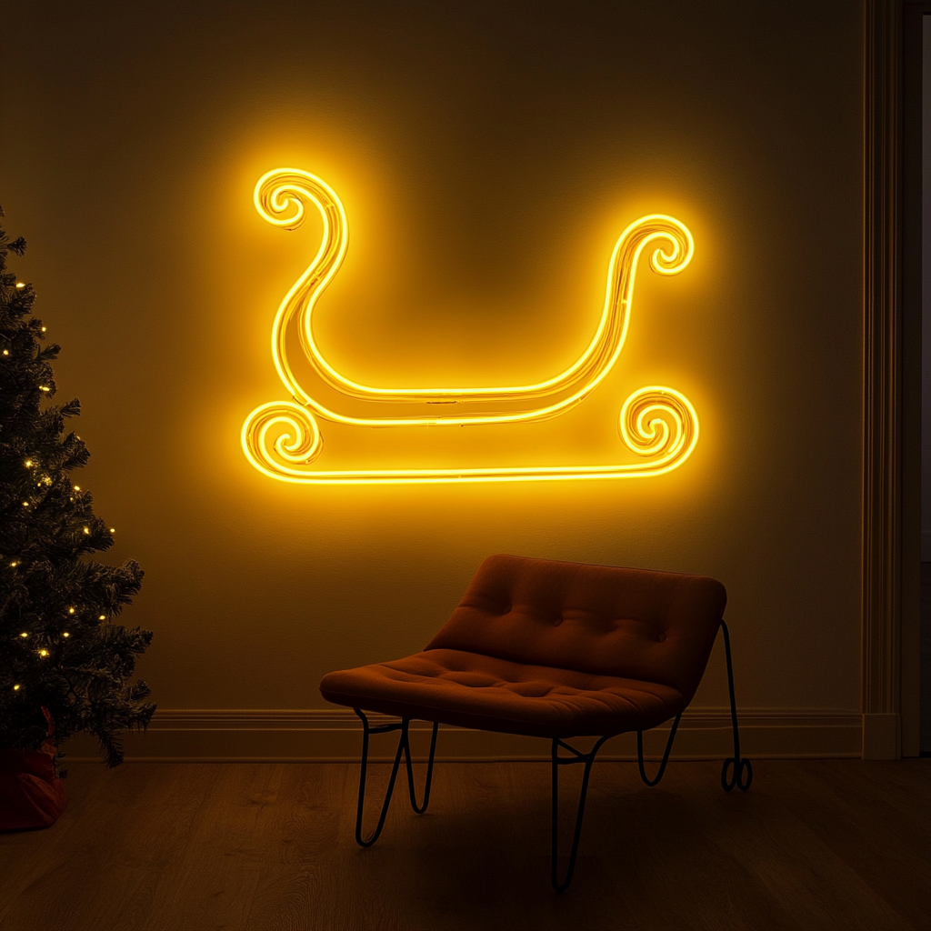 Sleigh - Yellow Neon Sign, 18 Inches
