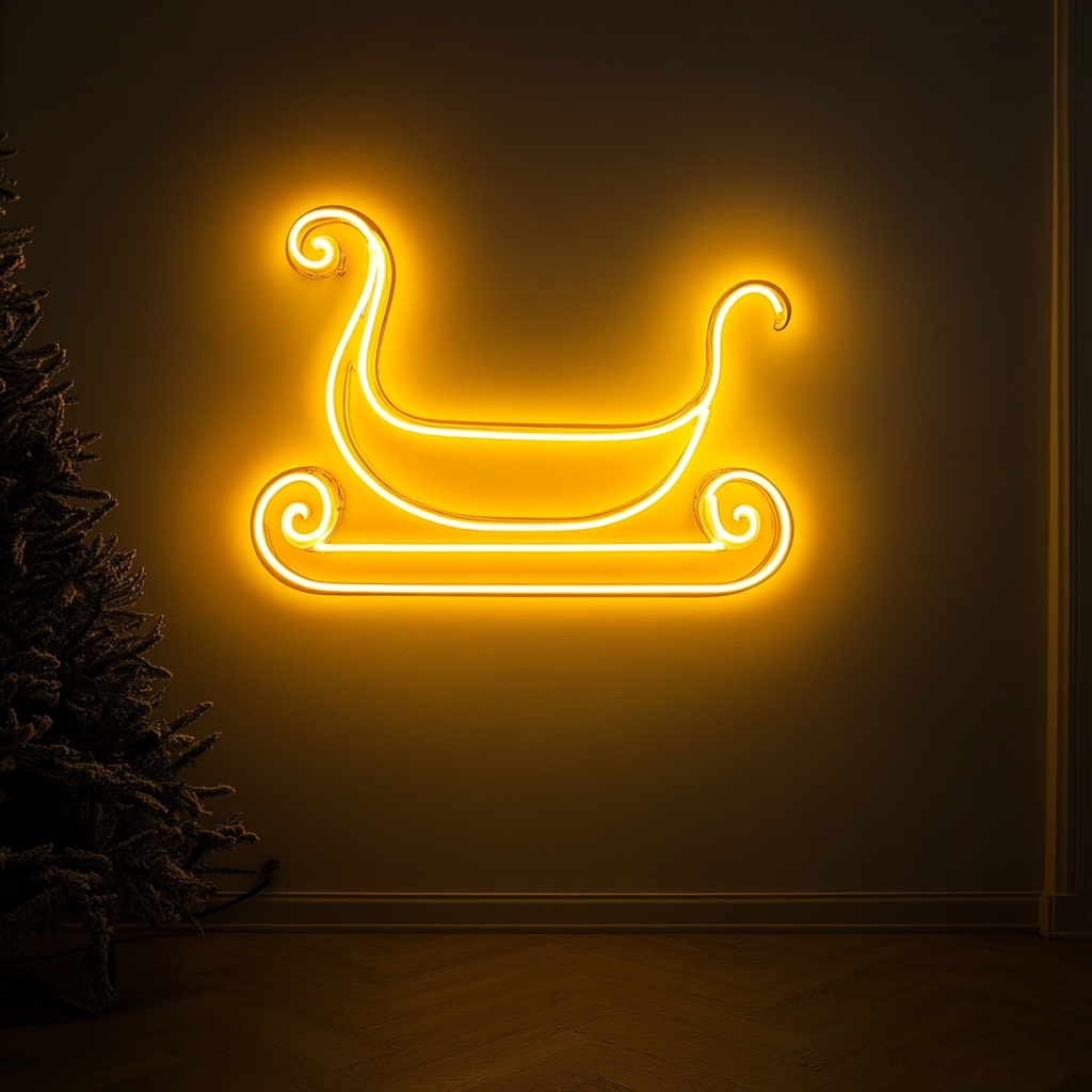 Sleigh - Yellow Neon Sign, 24 Inches
