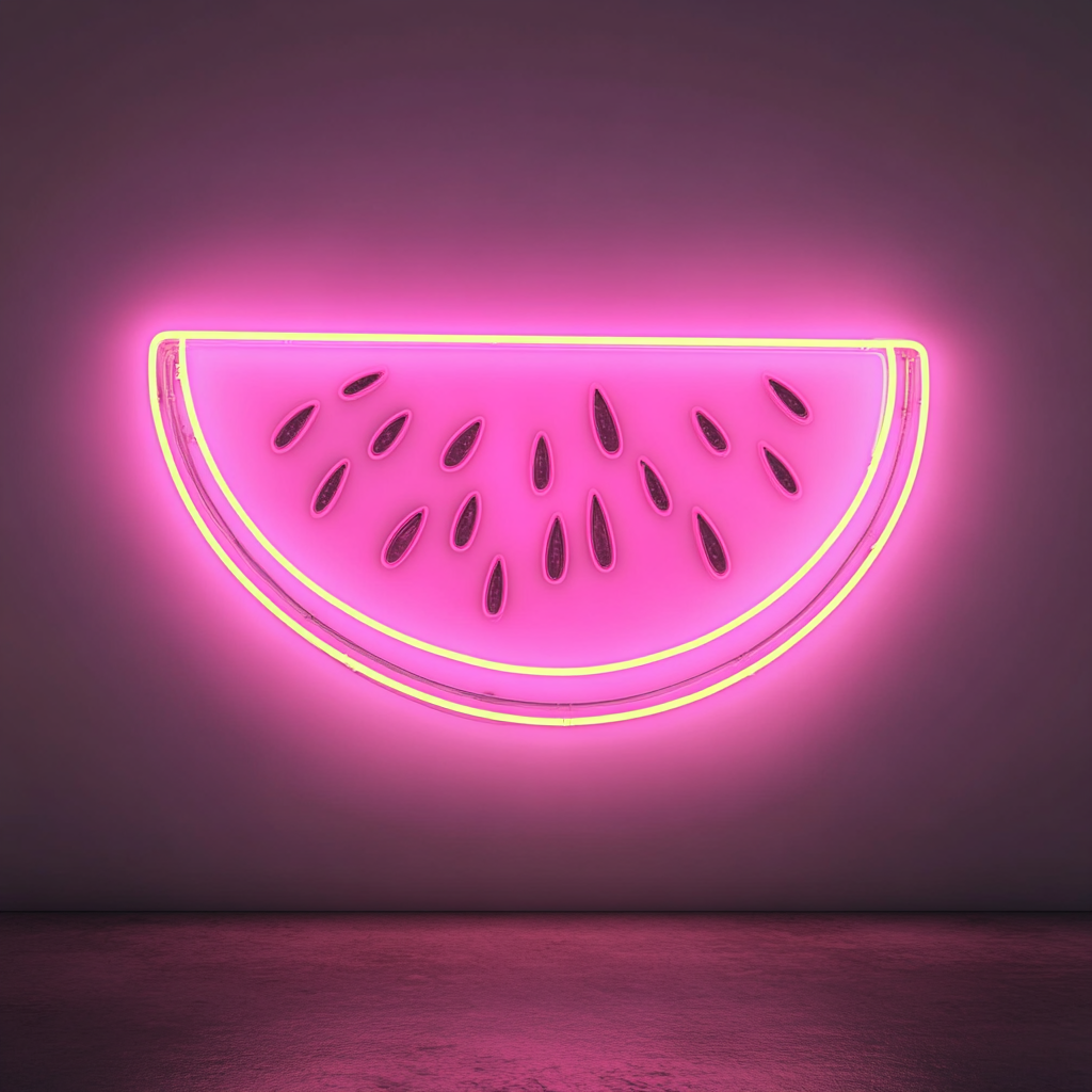 Sliced Melon - Pink Neon Sign, 24 Inches