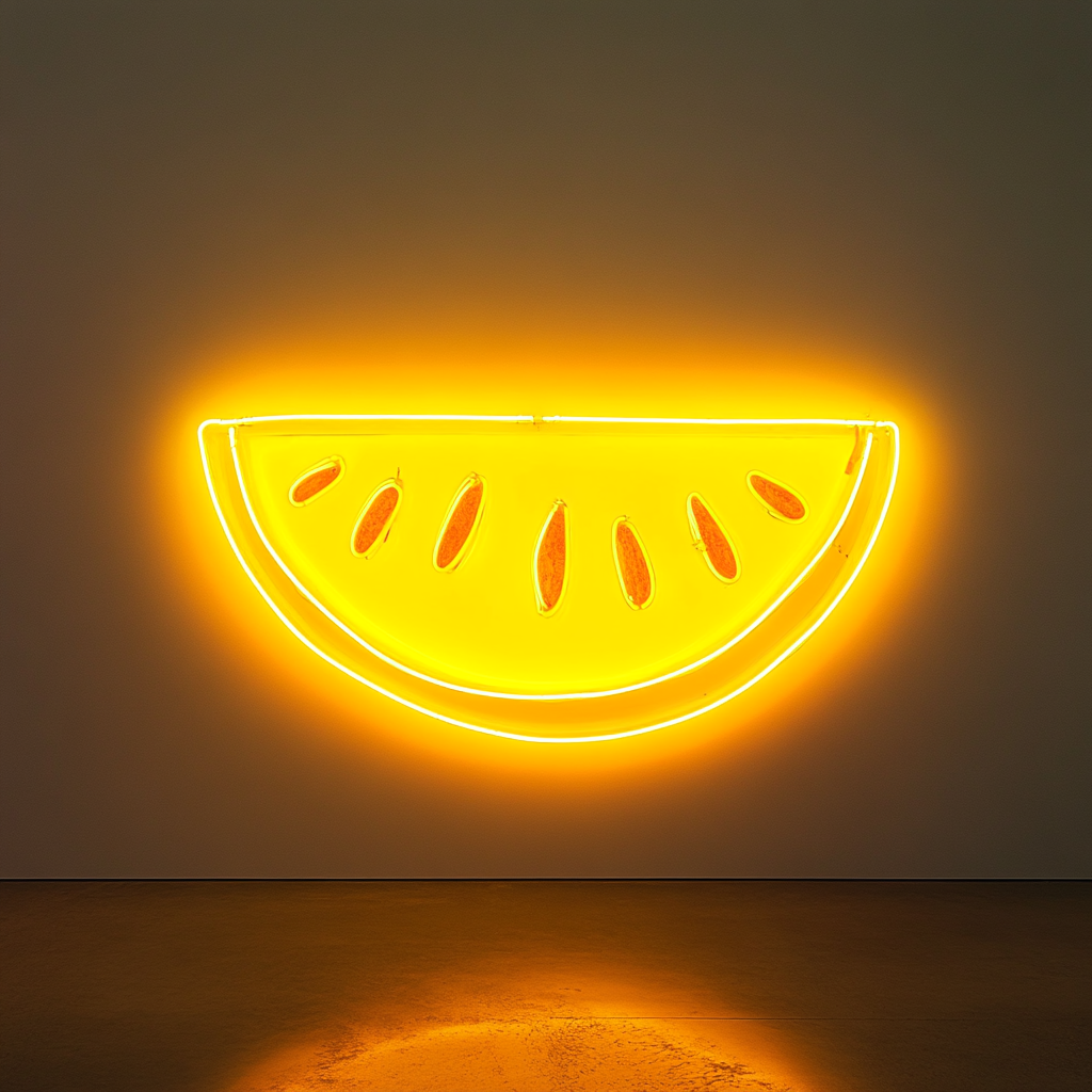 Sliced Melon - Yellow Neon Sign, 24 Inches