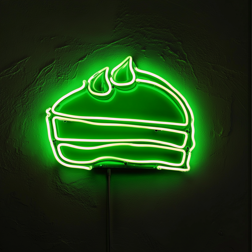 Slice of Cake - Green Neon Sign, 18 Inches
