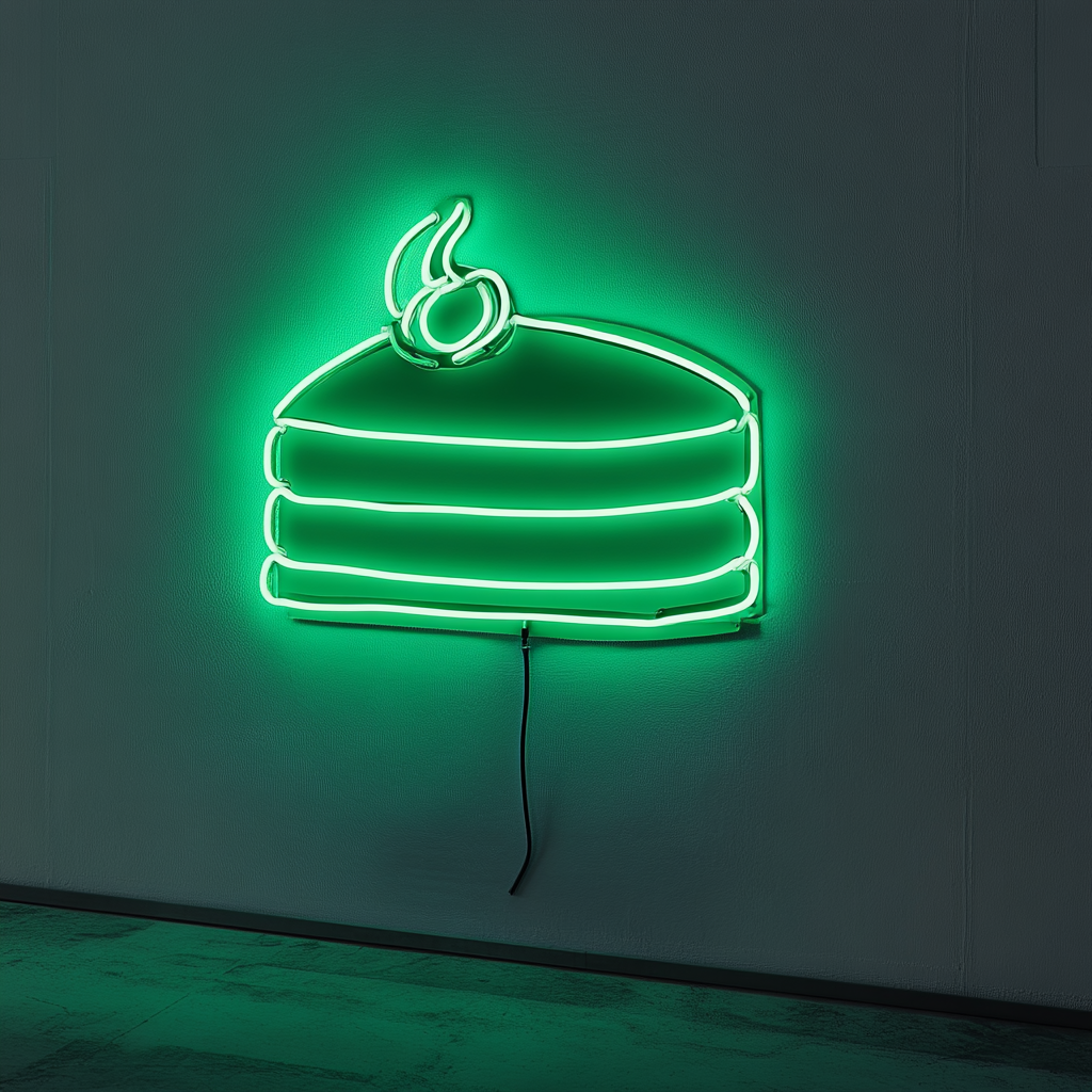 Slice of Cake - Green Neon Sign, 24 Inches