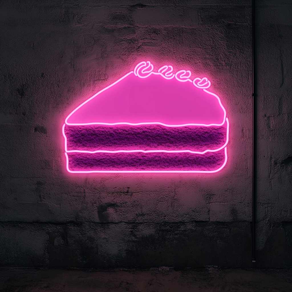 Slice of Cake - Pink Neon Sign, 18 Inches