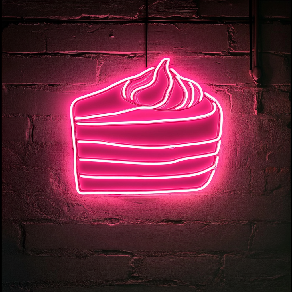 Slice of Cake - Pink Neon Sign, 24 Inches