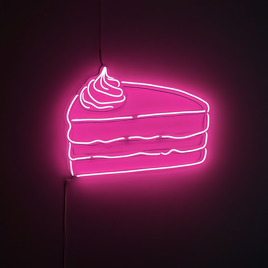Slice of Cake - Pink Neon Sign, 24 Inches