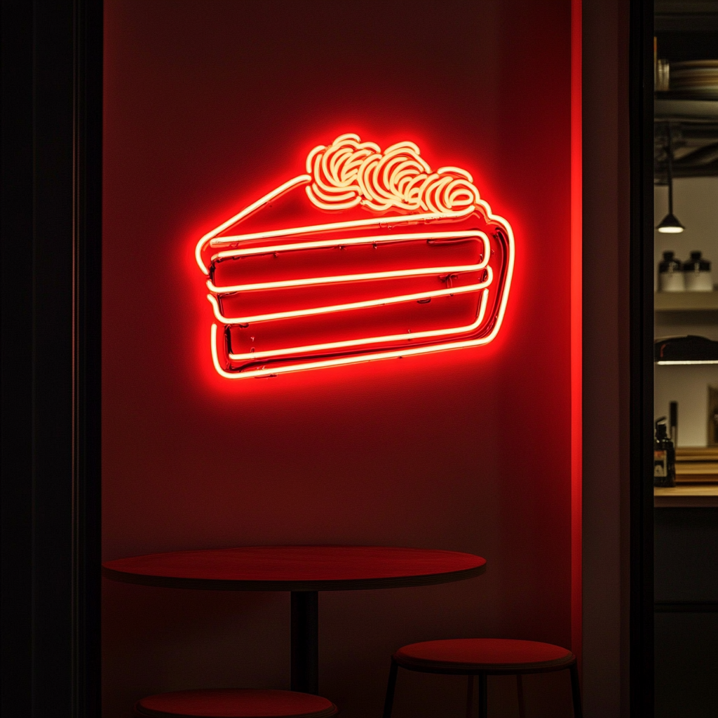 Slice of Cake - Red Neon Sign, 18 Inches