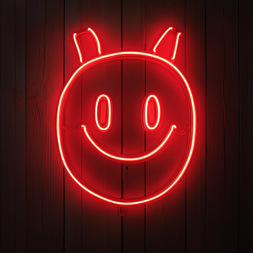 Smiley Face Fries - Red Neon Sign, 18 Inches