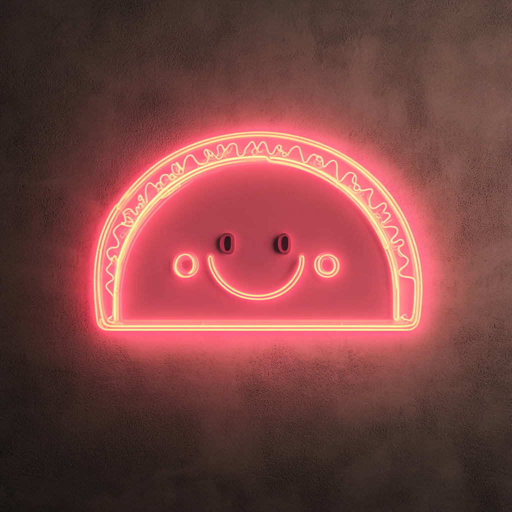 Smiling Taco - Pink Neon Sign, 18 Inches