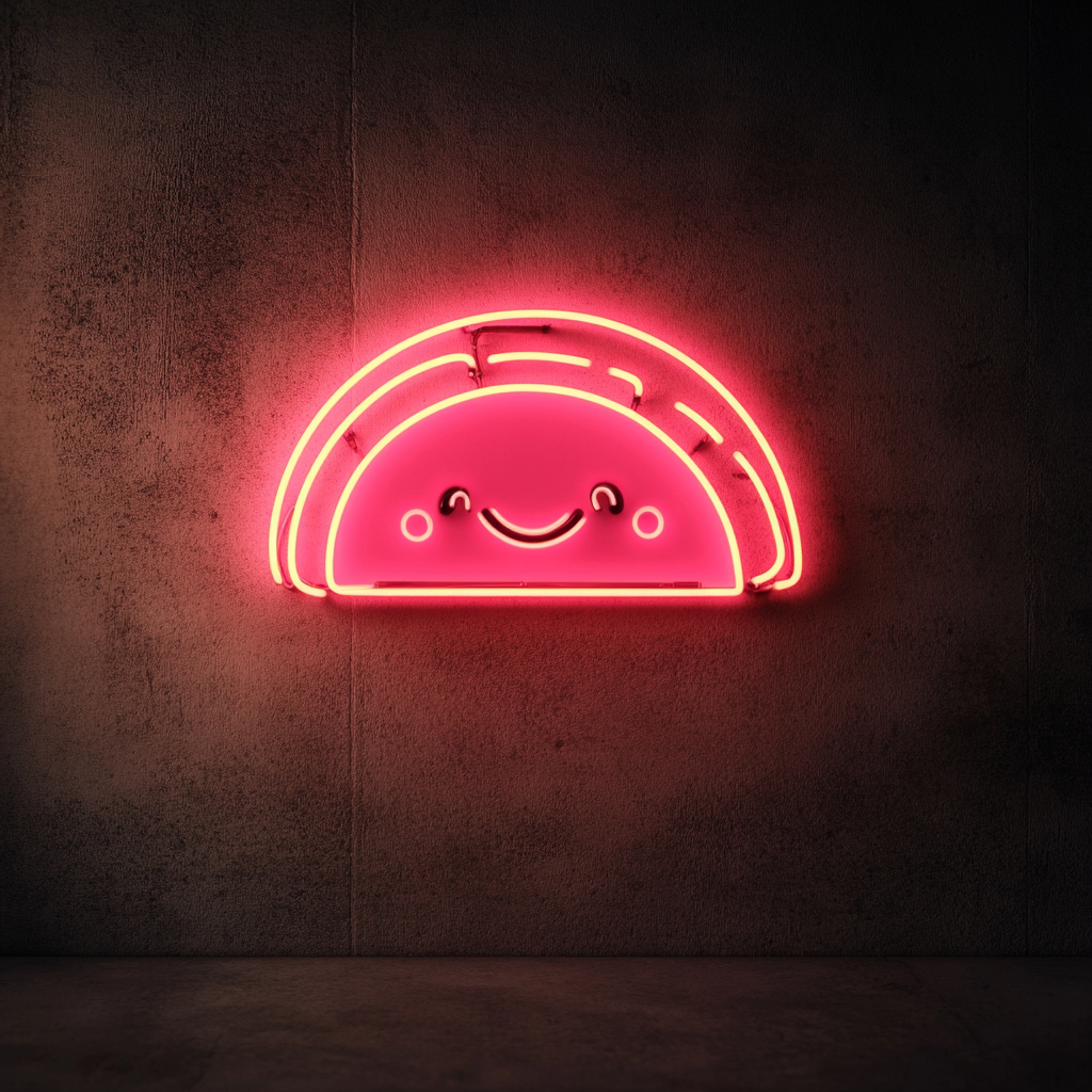 Smiling Taco - Pink Neon Sign, 24 Inches