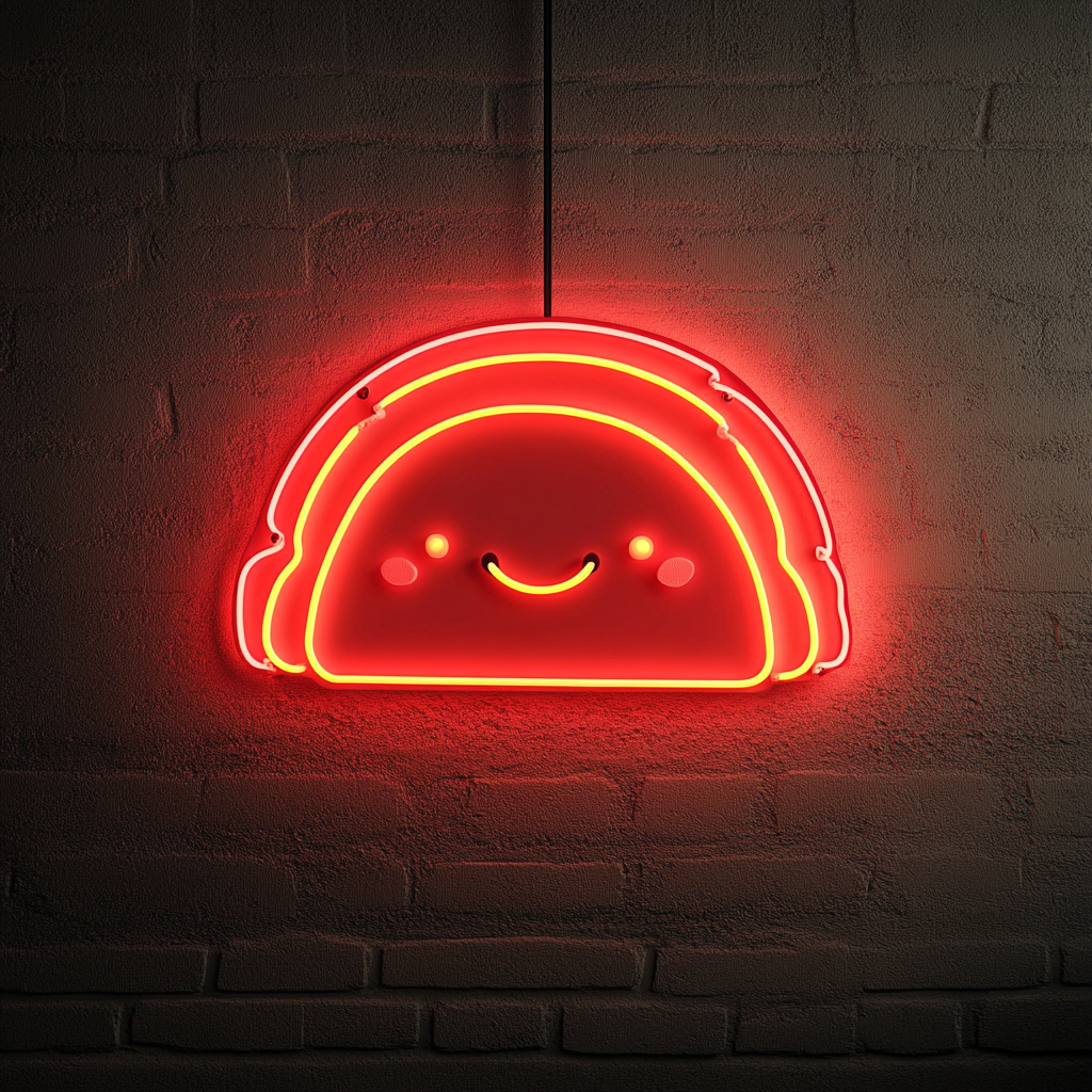 Smiling Taco - Red Neon Sign, 18 Inches