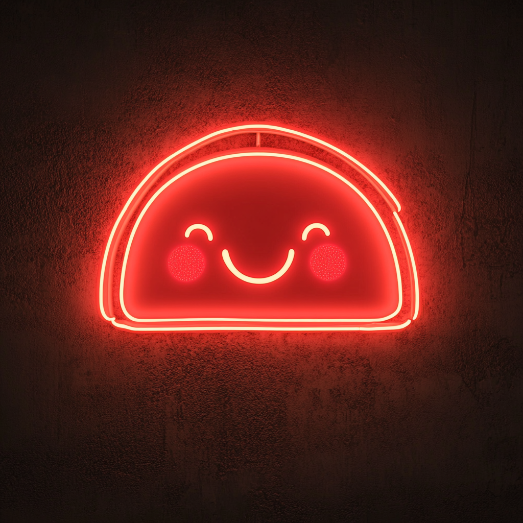 Smiling Taco - Red Neon Sign, 18 Inches
