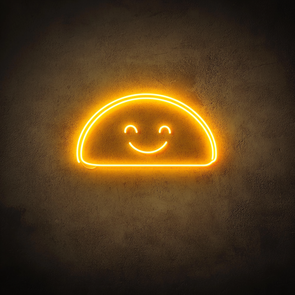 Smiling Taco - Yellow Neon Sign, 18 Inches