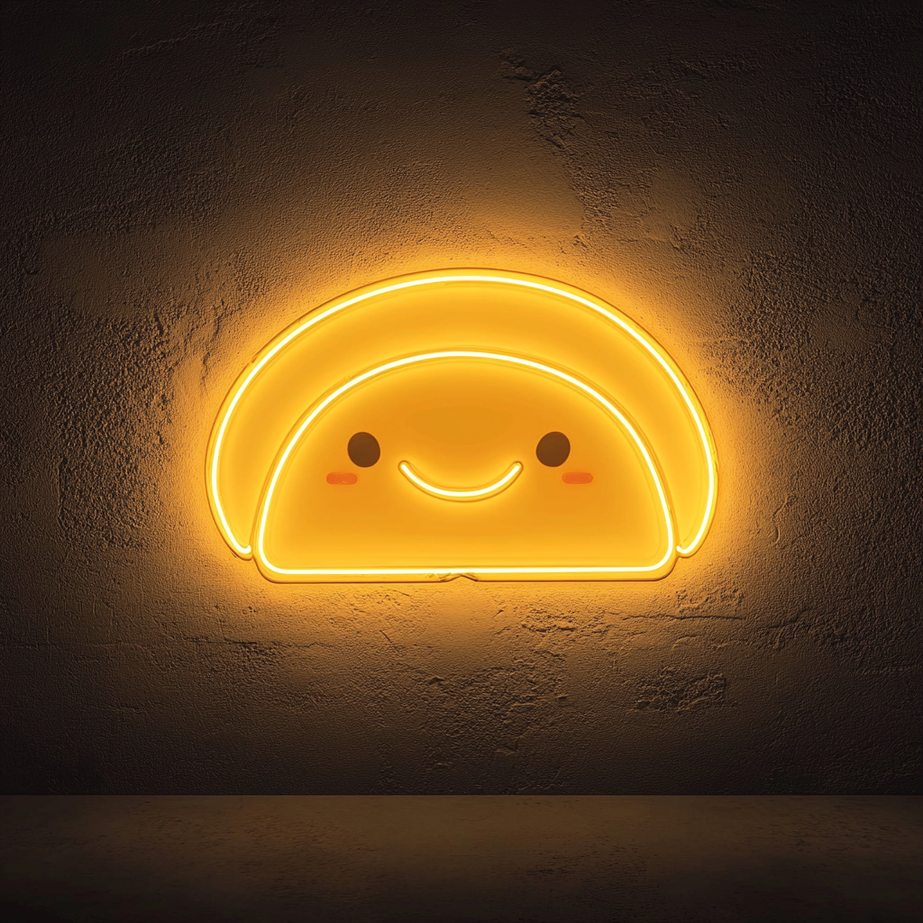 Smiling Taco - Yellow Neon Sign, 24 Inches