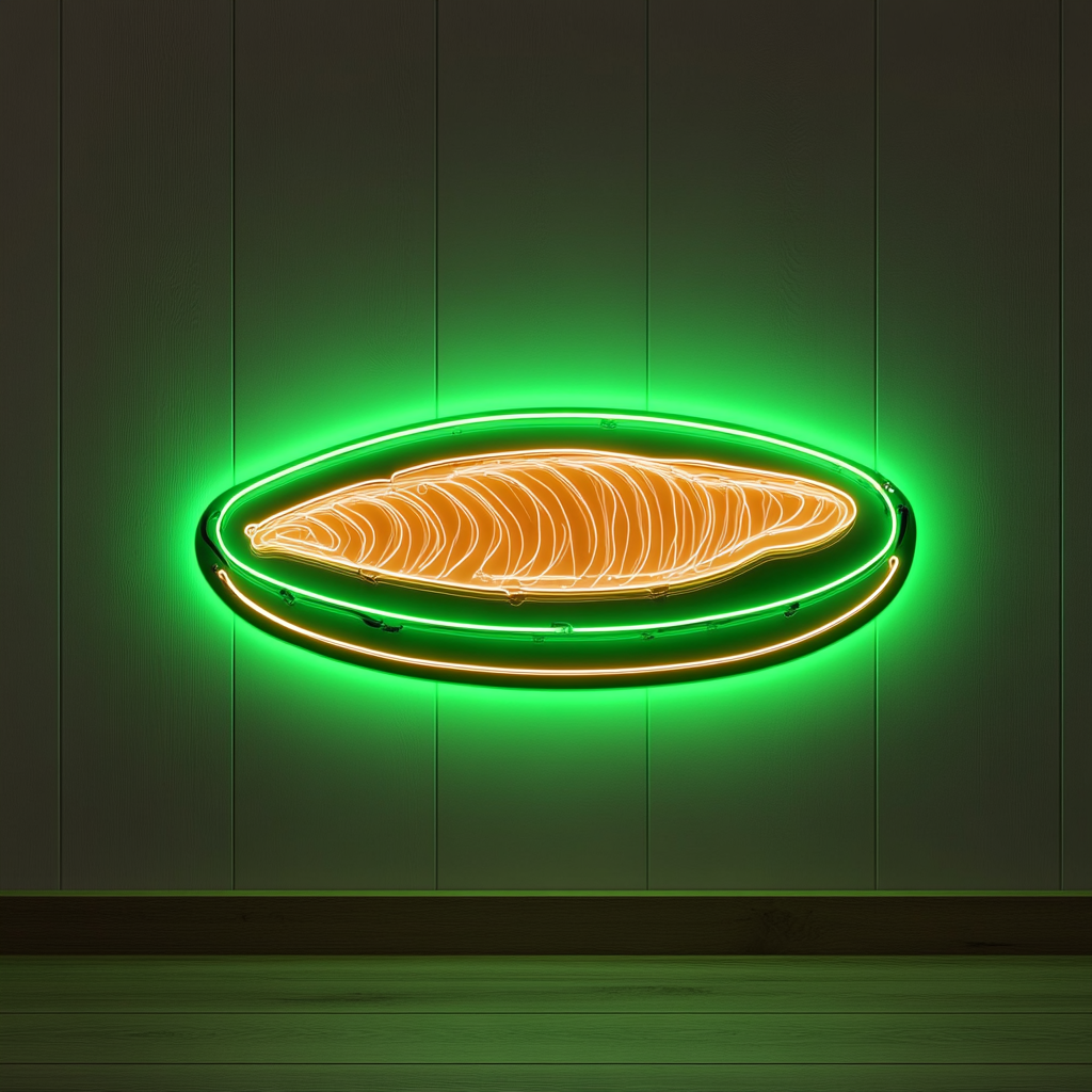 Smoked Salmon Platter - Green Neon Sign, 18 Inches