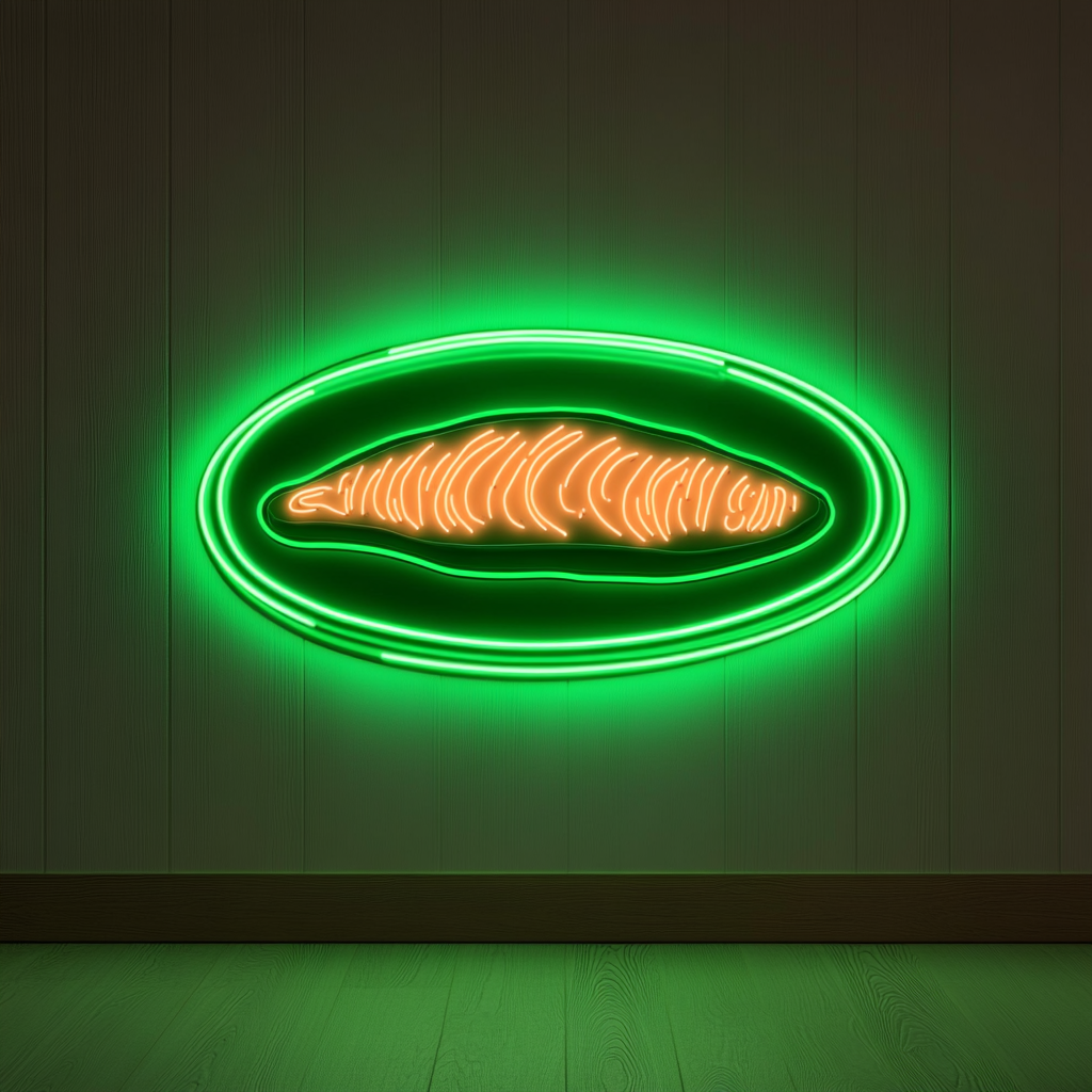 Smoked Salmon Platter - Green Neon Sign, 18 Inches
