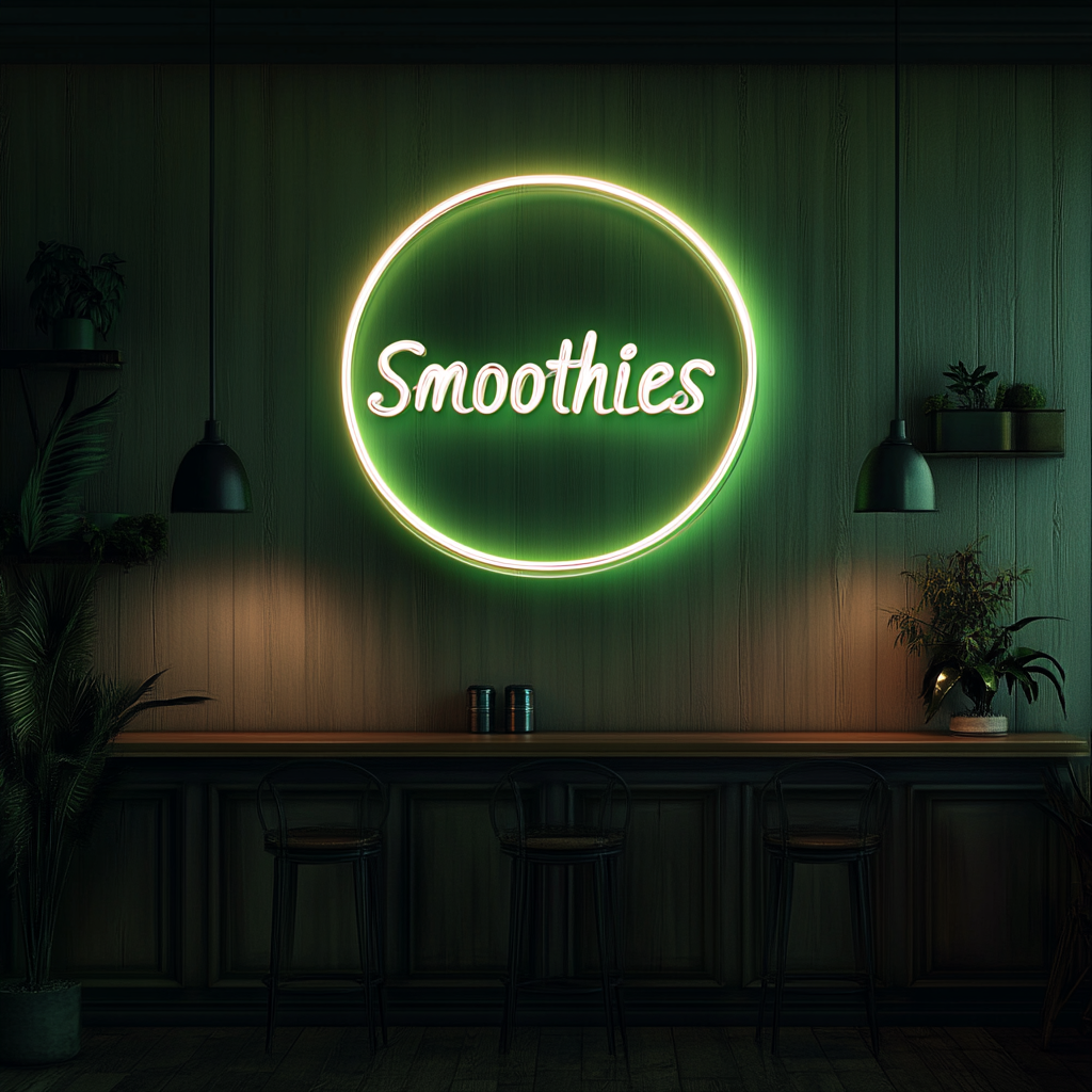 "Smoothies" - Green Neon Sign, 24 Inches