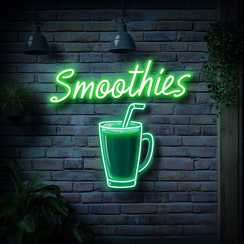 "Smoothies" - Green Neon Sign, 24 Inches