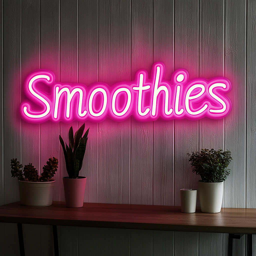 "Smoothies" - Pink Neon Sign, 24 Inches