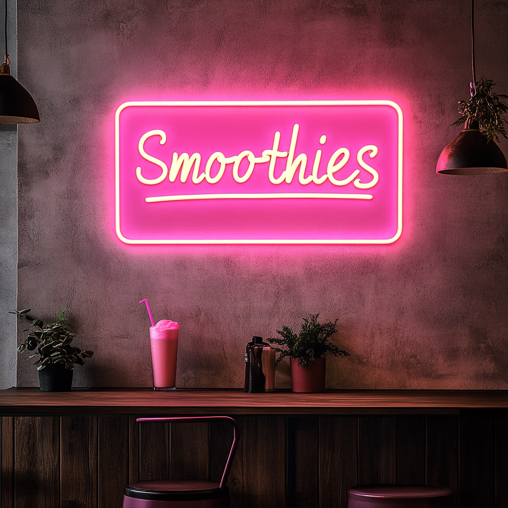 "Smoothies" - Pink Neon Sign, 24 Inches