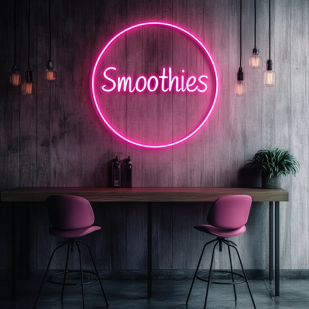 "Smoothies" - Pink Neon Sign, 24 Inches
