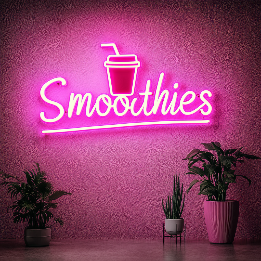 "Smoothies" - Pink Neon Sign, 24 Inches