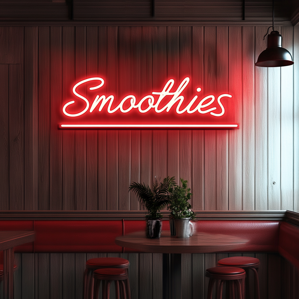 "Smoothies" - Red Neon Sign, 24 Inches