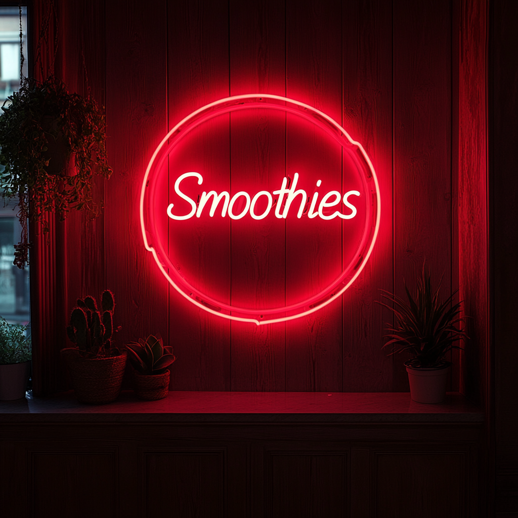 "Smoothies" - Red Neon Sign, 24 Inches