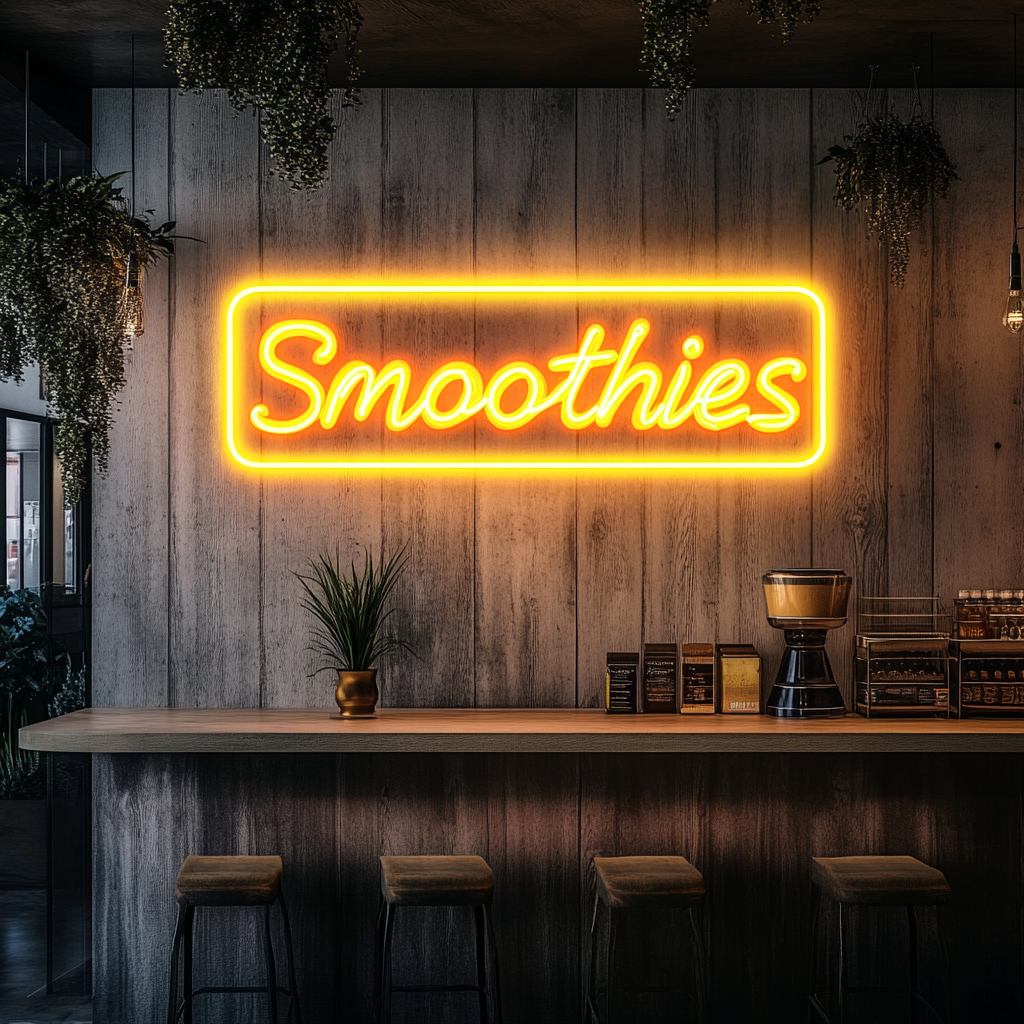 "Smoothies" - Yellow Neon Sign, 24 Inches