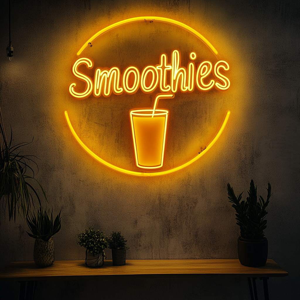 "Smoothies" - Yellow Neon Sign, 24 Inches