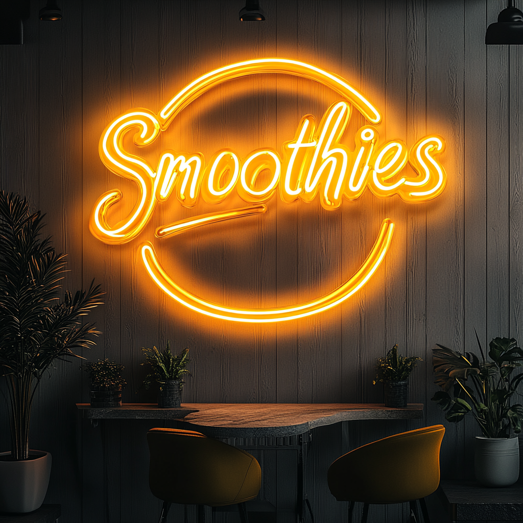 "Smoothies" - Yellow Neon Sign, 24 Inches